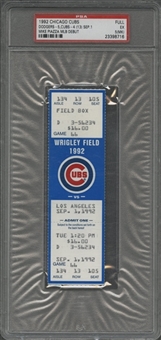 1992 Chicago Cubs Full Ticket- Piazza MLB Debut Game (PSA)